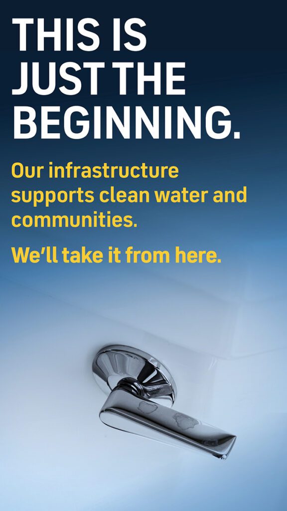 An image of social media artwork talking about infrastructure and featuring an image of a drain.